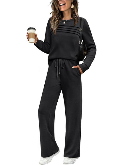 Women's Crew Neck Top & Drawstring Pants Set