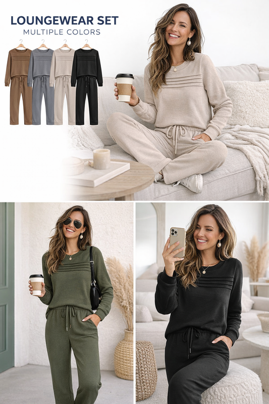 Women's Crew Neck Top & Drawstring Pants Set